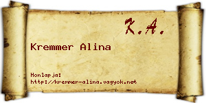 Kremmer Alina névjegykártya